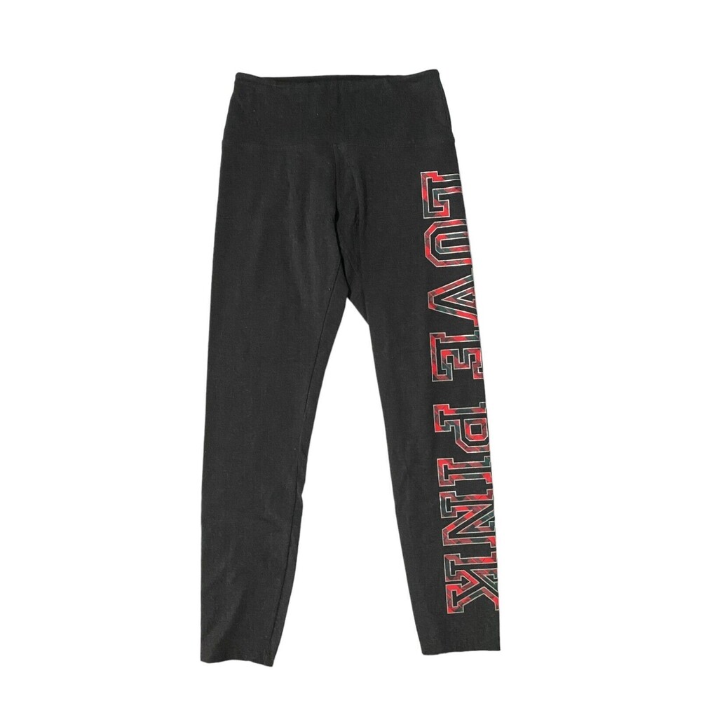 Victoria’s Secret PINK Leggings Womens Grey Red Green Plaid Size Medium EUC